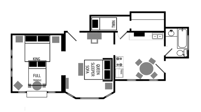 1-bedroom Vacation Rental Floor Plan